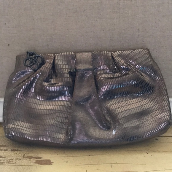 Stella & Dot La Coco Leather Clutch bag Mettalic - Picture 1 of 4